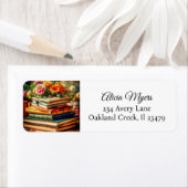 Stapel boeken en bloemen etiket (Insitu)