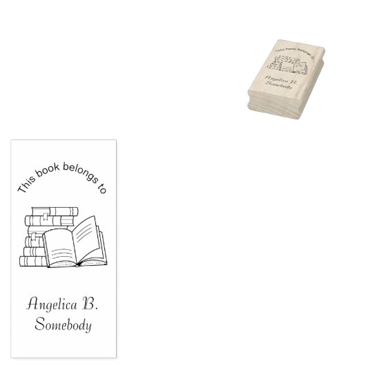 Stapel boeken en open boek - Bladplaat Rubberstempel (Gestempeld)