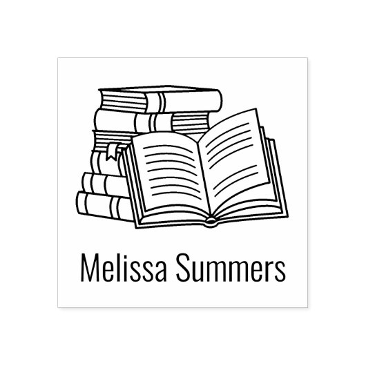 Stapel boeken en open boek - Bladplaat Rubberstempel (Afrduk)