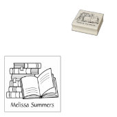 Stapel boeken en open boek - Bladplaat Rubberstempel (Gestempeld)