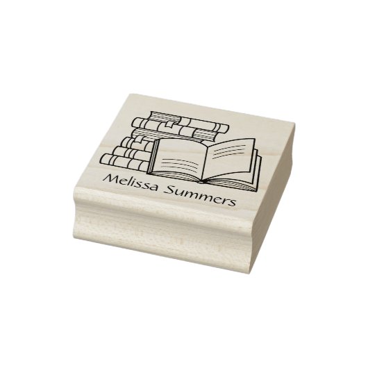 Stapel boeken en open boek - Bladplaat Rubberstempel (Stempel)