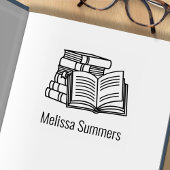 Stapel boeken en open boek - Bladplaat Rubberstempel