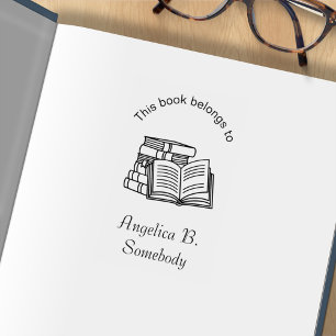 Stapel boeken en open boek - Bladplaat Rubberstempel