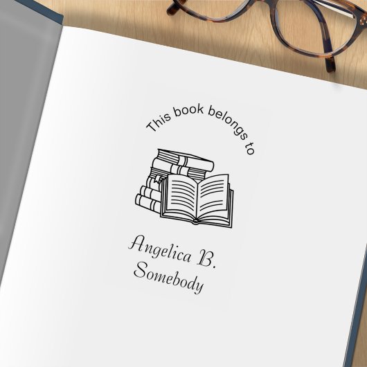 Stapel boeken en open boek - Bladplaat Rubberstempel