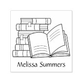 Stapel boeken en open boek - Bladplaat Zelfinktende Stempel (Design)