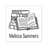 Stapel boeken en open boek - Bladplaat Zelfinktende Stempel (Design)