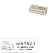 Stapel Boeken en Open Boekadres Rubberstempel (Gestempeld)