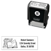 Stapel Boeken en Open Boekadres Zelfinktende Stempel (In situ)