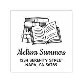 Stapel Boeken en Open Boekadres Zelfinktende Stempel (Design)