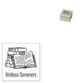 Stapel boeken en open boekenplaat 1x1 rubberstempel (Gestempeld)