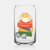 Stapel boeken en Tea Cup Beer Blikvorm Glas (Achterkant)
