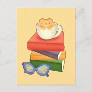 Stapel boeken en Tea Cup Beer Briefkaart