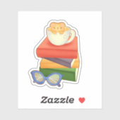 Stapel boeken en Tea Cup Beer Sticker (Vel)