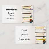 Stapel boeken. Engelse Tutor. Visitekaartje (Voorkant / Achterkant)