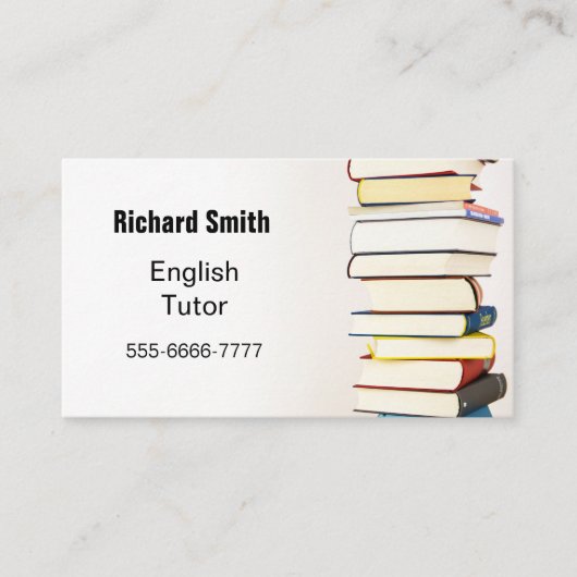 Stapel boeken. Engelse Tutor. Visitekaartje (Voorkant)