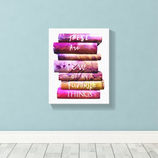 Stapel boeken favoriete dingen canvas afdruk (Insitu (Houten vloer))