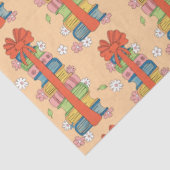 Stapel boeken met Bow Pattern Retro Tissue Paper Tissuepapier (Detail)