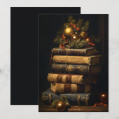  Stapel Boeken Met Kerstmisdecoratie Feestdagenkaart (Voorkant / Achterkant)