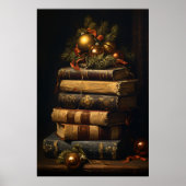  Stapel Boeken Met Kerstmisdecoratie Poster (Voorkant)