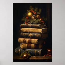  Stapel Boeken Met Kerstmisdecoratie Poster