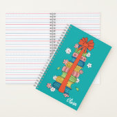 Stapel boeken met rode strik kind spiraal notebook (Binnen)