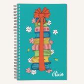 Stapel boeken met rode strik kind spiraal notebook (Voorkant)