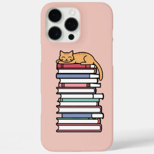 Stapel boeken met slapende kat - Gezellig iPhone 16 Pro Max Hoesje