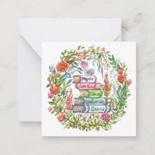 Stapel boeken notitiekaartje