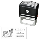 Stapel boeken, Open Boek, Bloemen - Bladplaat Zelfinktende Stempel (In situ)