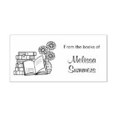 Stapel boeken, Open Boek, Bloemen - Bladplaat Zelfinktende Stempel (Design)