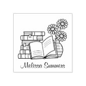 Stapel boeken, open boek, blokbord rubberstempel (Afrduk)