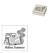 Stapel boeken, open boek, blokbord rubberstempel (Gestempeld)