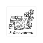 Stapel boeken, open boek, blokbord rubberstempel (Afrduk)