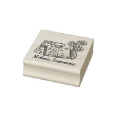 Stapel boeken, open boek, blokbord rubberstempel (Stempel)