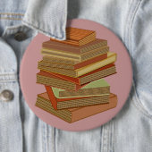 Stapel boeken - pastel ronde button 6,0 cm (In situ)