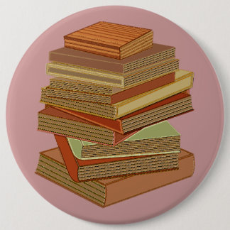 Stapel boeken - pastel ronde button 6,0 cm