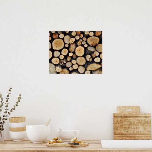 Stapel boomstammen poster (Keuken)