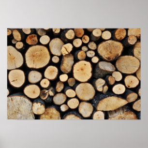 Stapel boomstammen poster