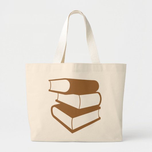 Stapel bruine boeken grote tote bag (Voorkant)