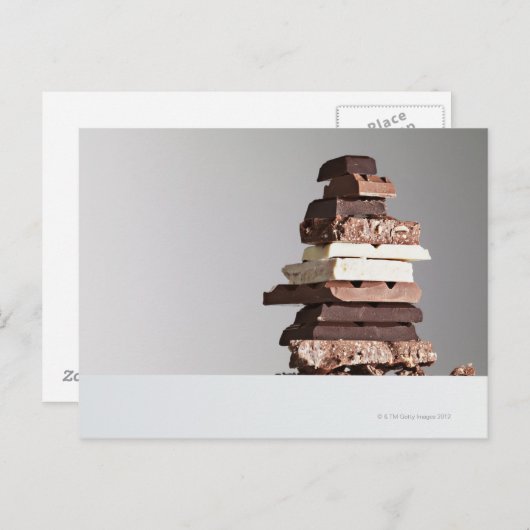 Stapel chocoladerepen briefkaart (Voorkant / Achterkant)