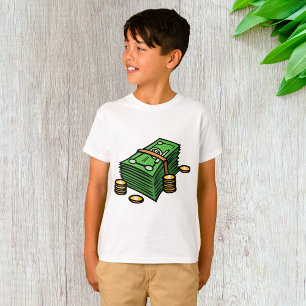 Stapel contant geld met munten Geld T-shirt