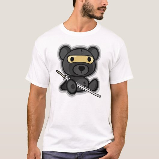 Stapel dappere samurai warrior teddy beer (donker  t-shirt (Voorkant)