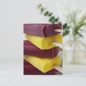 Stapel diepgevroren pop, ijs op een stok briefkaart (Staand voorkant)