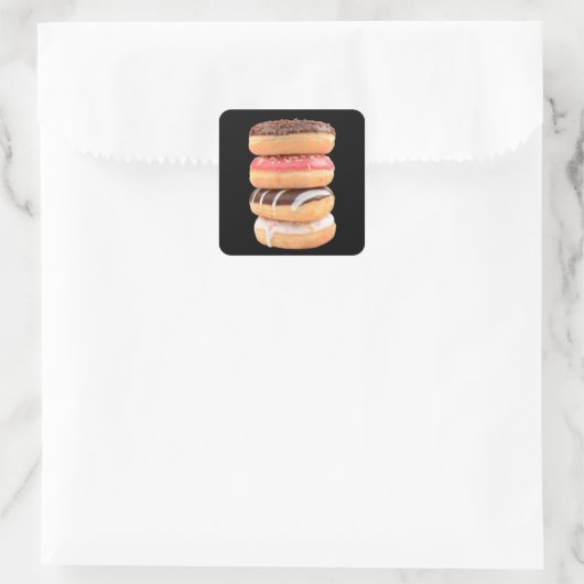 Stapel Donuts Vierkante Sticker (Tas)