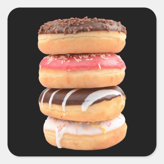 Stapel Donuts Vierkante Sticker (Voorkant)