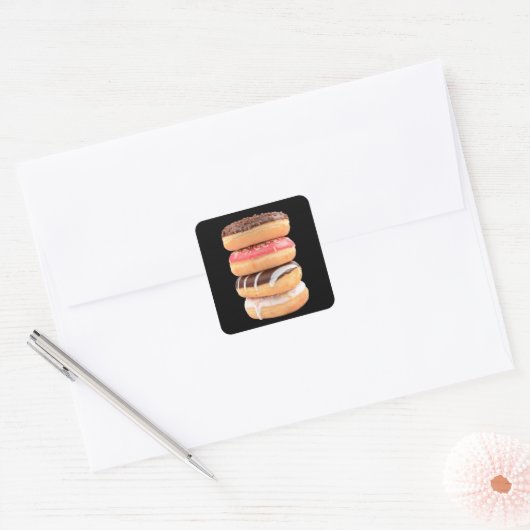 Stapel Donuts Vierkante Sticker (Envelop)