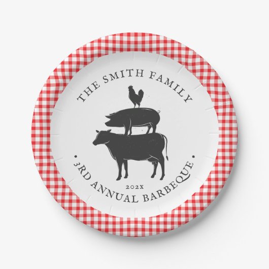 Stapel | Familie Barbecue Papieren Bordje (Voorkant)