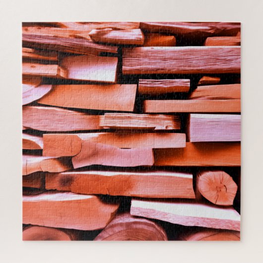 Stapel gehakte houtblokken legpuzzel (Verticaal)