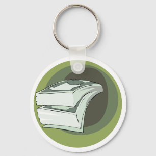 Stapel geld contant groene ruggen sleutelhanger