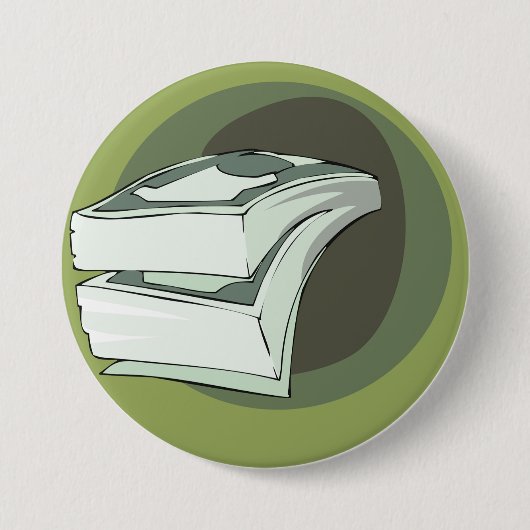Stapel Geld Contanten Groene Biljetten Ronde Button 7,6 Cm (Voorkant)